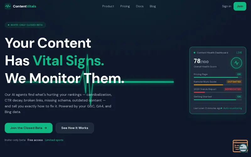 Screenshot of ContentVitals