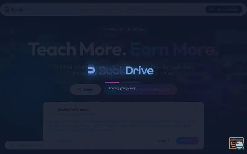 Screenshot of BookDrive™, a launch using Zod