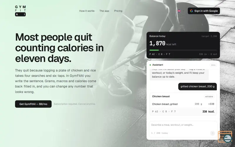 Screenshot of GymFitAI