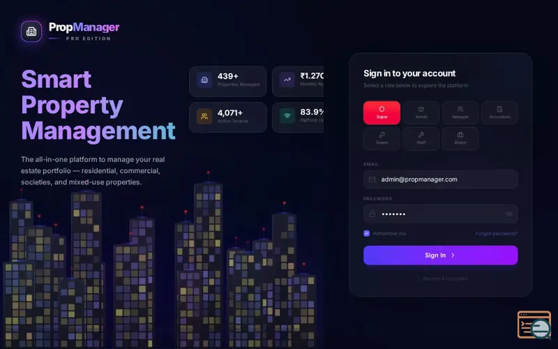 Screenshot of Property Management System