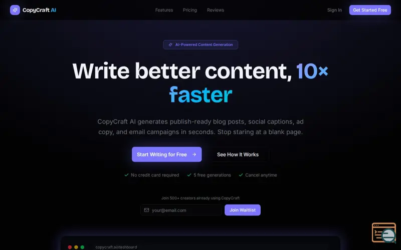 Screenshot of Copy Craft AI