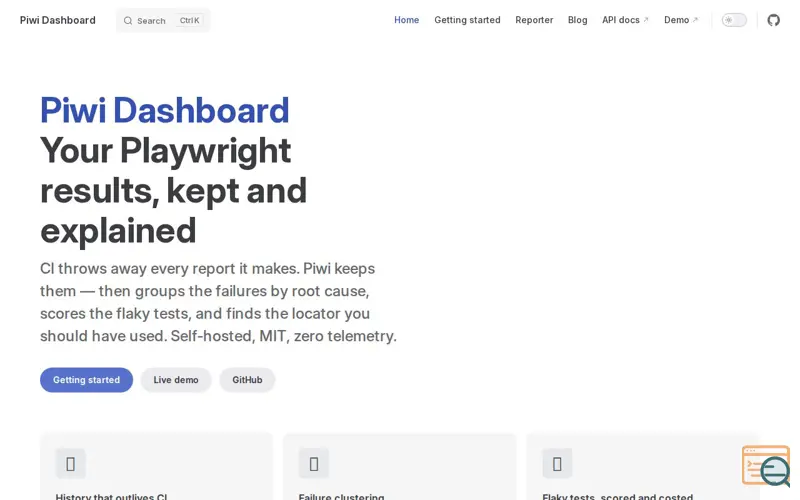 Screenshot of Piwi Dashboard