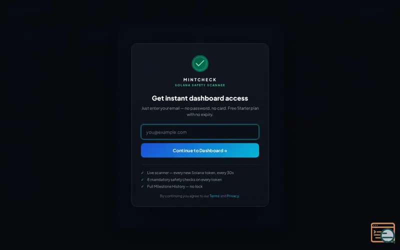 Screenshot of MintCheck