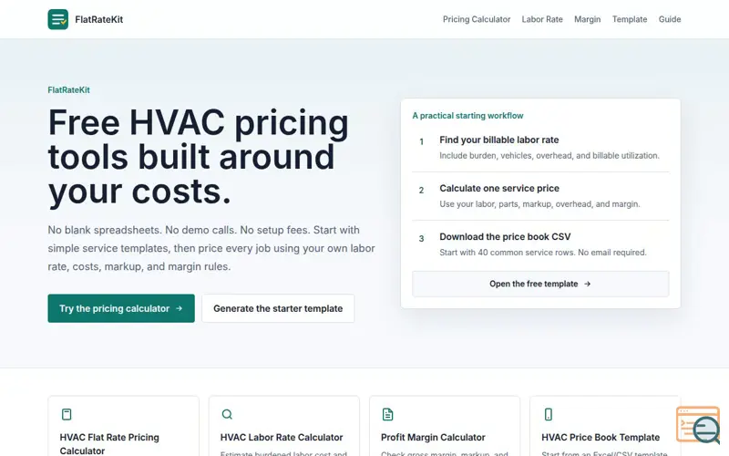 Screenshot of FlatRateKit