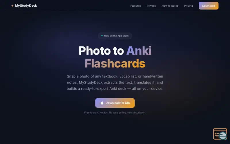 Screenshot of MyStudyDeck