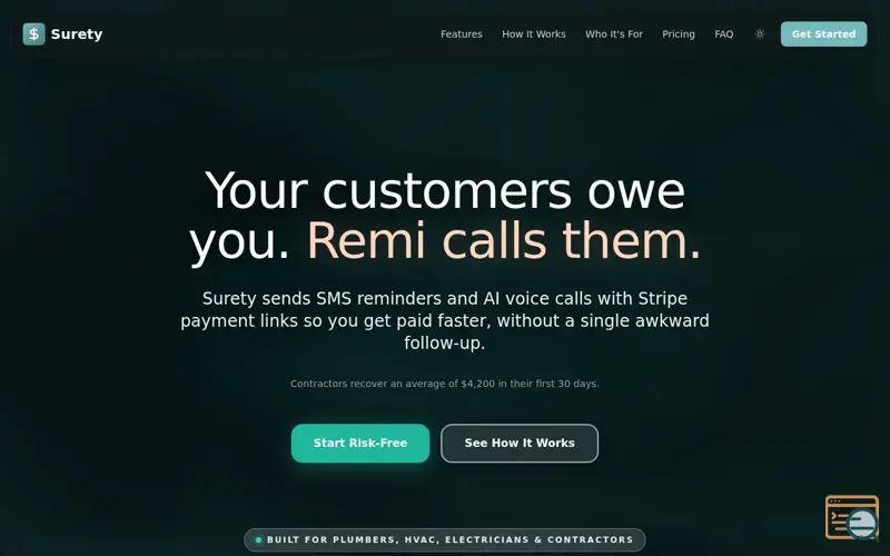 Screenshot of Surety, a launch using Intuit