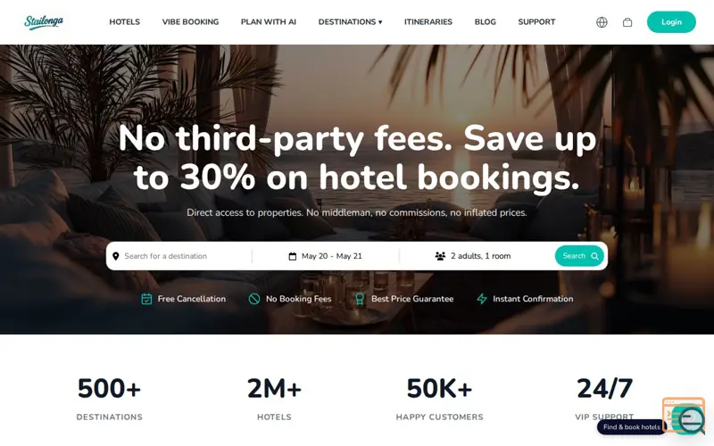 Screenshot of Stailonga - AI Travel Planner, a launch using LiteAPI