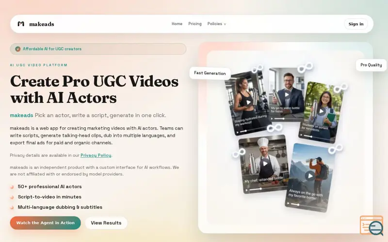 Screenshot of makeads