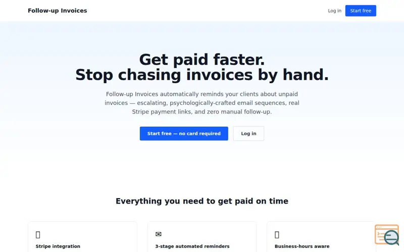 Screenshot of Follow-up Invoices