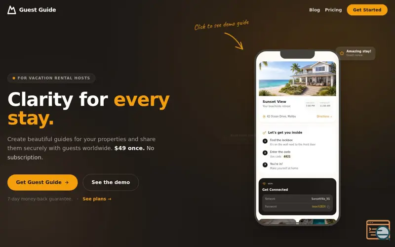 Screenshot of Guest Guide