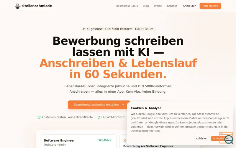 Screenshot of Stellenschmiede