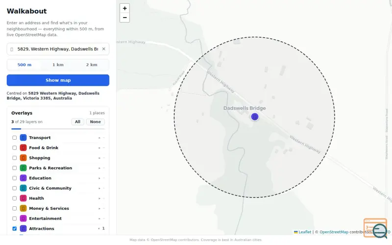 Screenshot of Walkabout — Australian Address Explorer