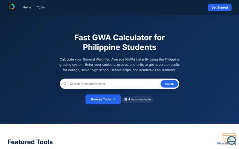 Screenshot of GWA Calculator