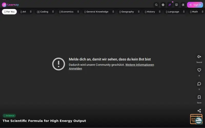 Screenshot of Learnzy — Learn something new in seconds