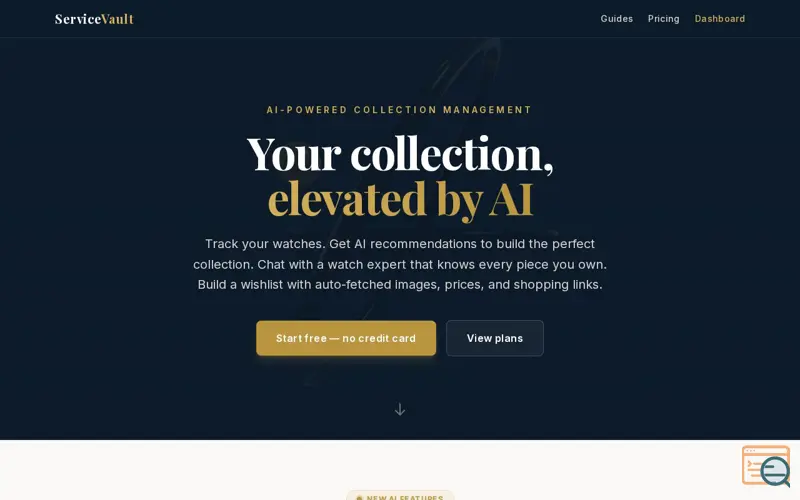 Screenshot of ServiceVault