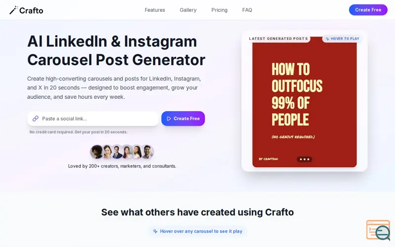Screenshot of Crafto