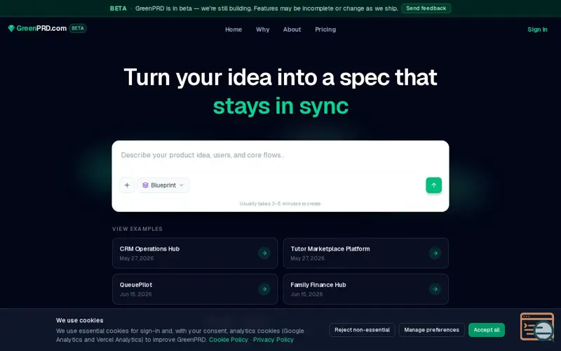 Screenshot of GreenPRD.com