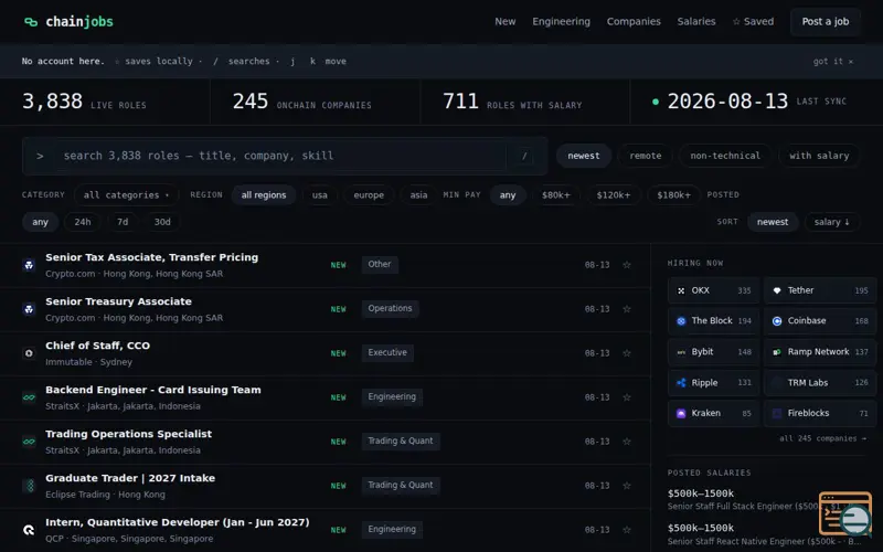 Screenshot of ChainJobs