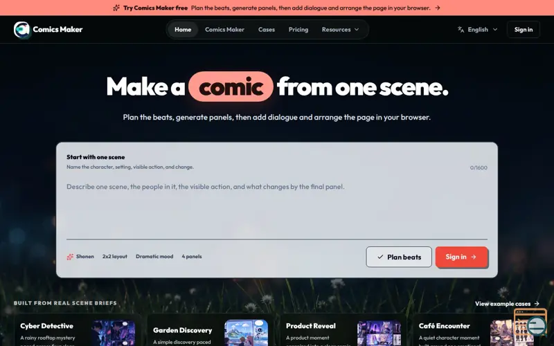 Screenshot of ComicsMaker.net