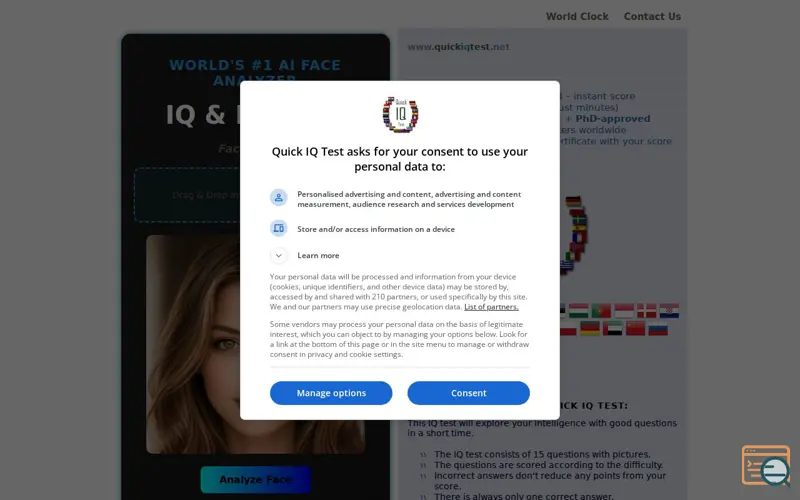 Screenshot of QuickIQTest.net