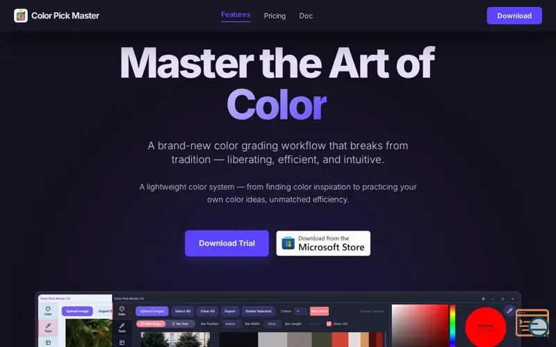 Screenshot of Color Pick Master, a launch using Microsoft Store Badge
