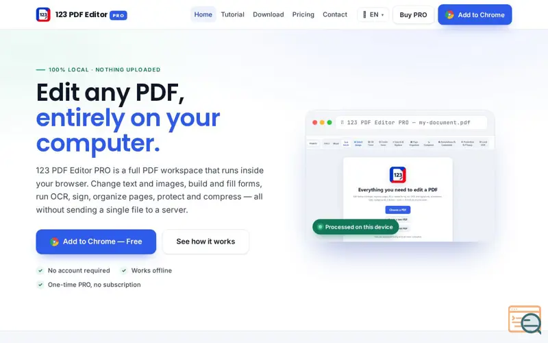 Screenshot of 123 PDF Editor PRO — Edit PDF offline, a launch using BitNinja