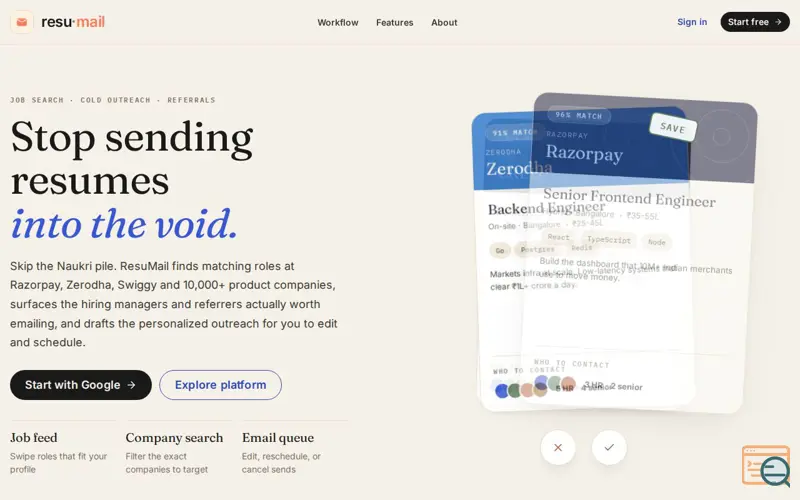 Screenshot of ResuMail