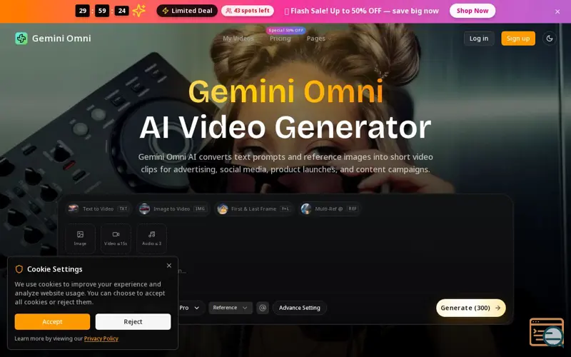 Screenshot of Gemini Omni AI Video Generator