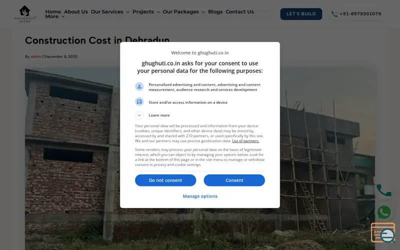 Screenshot of What Home Construction Cost in Dehradun