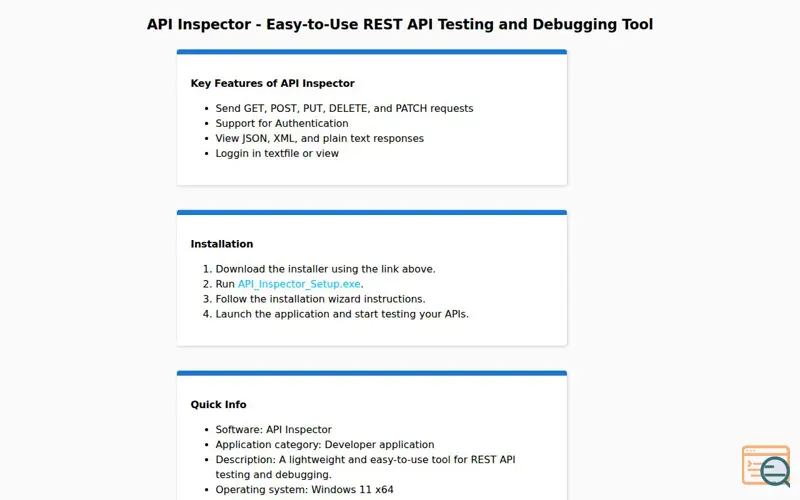Screenshot of API Inspector
