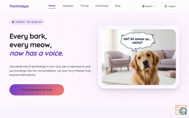 Screenshot of PickAnalyze - AI Pet Translator