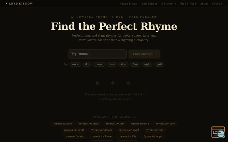 Screenshot of RhymeItNow