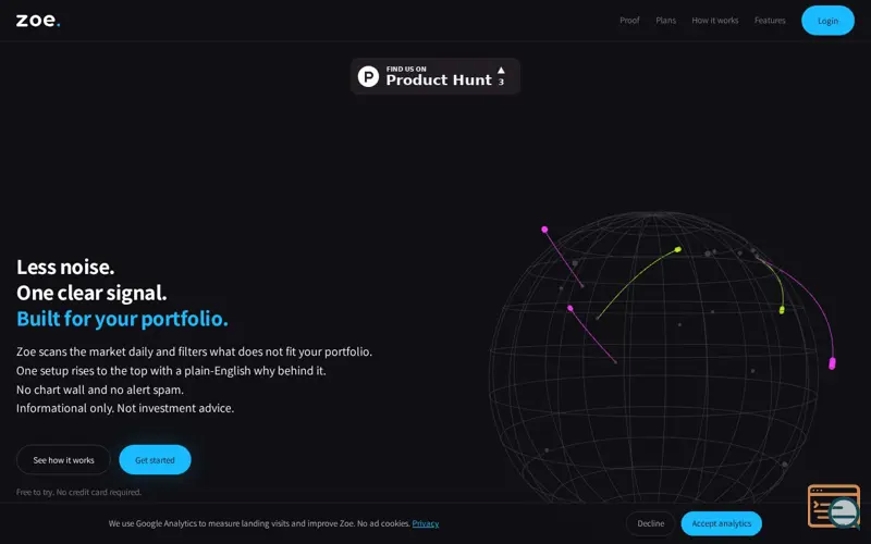 Screenshot of Zoe Intelligence Platform