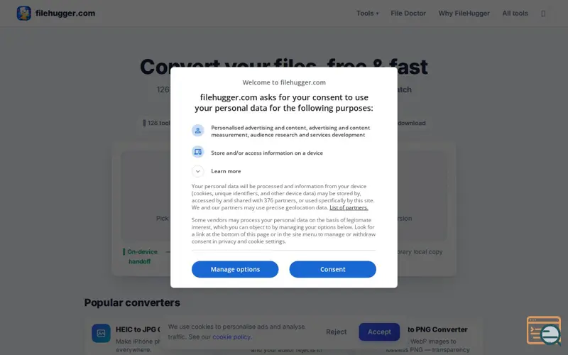 Screenshot of filehugger.com