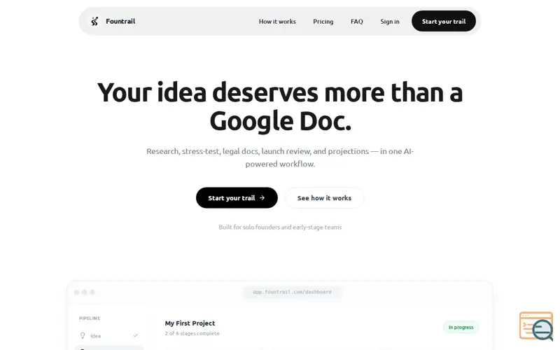 Screenshot of Fountrail — From idea to launch