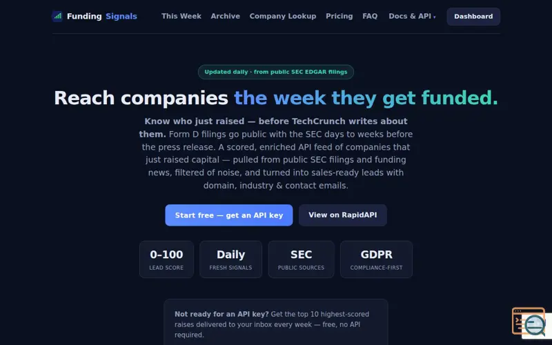 Screenshot of Fundingsignals