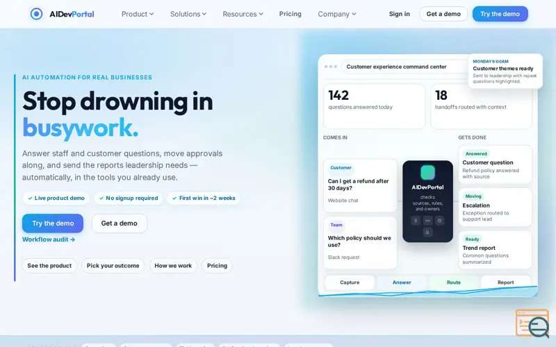 Screenshot of AIDevPortal
