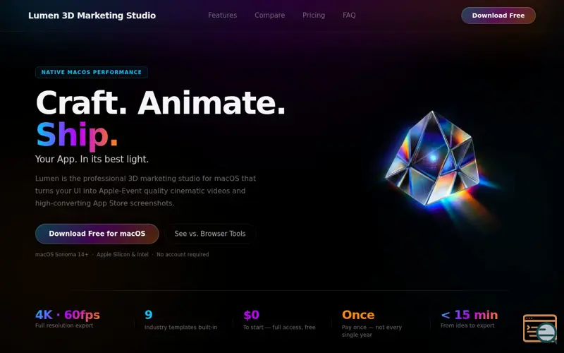 Screenshot of Lumen 3D Marketing Studio