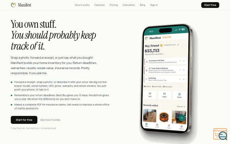 Screenshot of Manifest