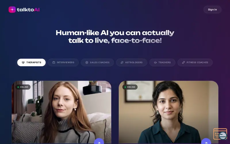 Screenshot of TalktoAI
