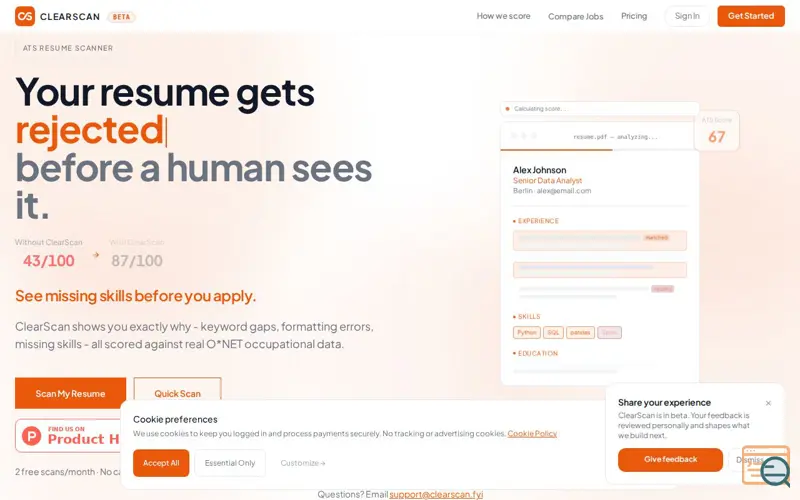 Screenshot of ClearScan