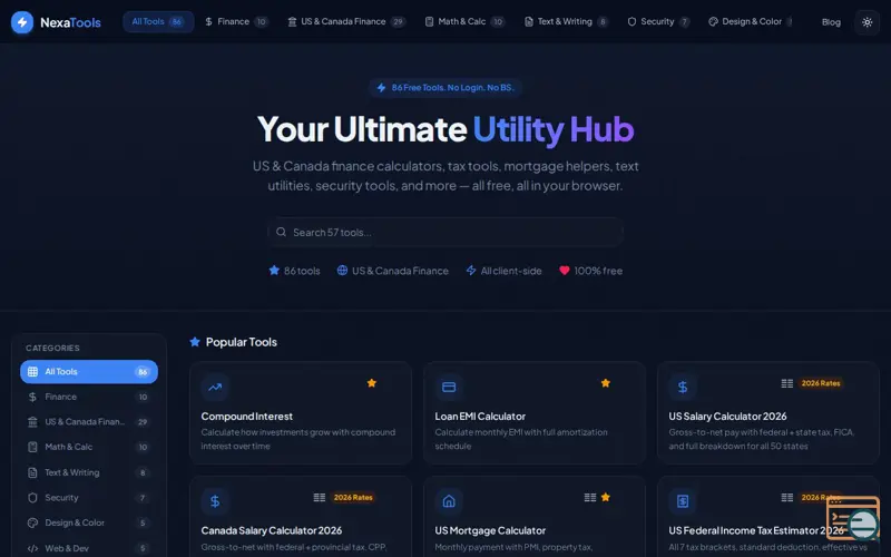 Screenshot of NexaTools — Free Online Tools