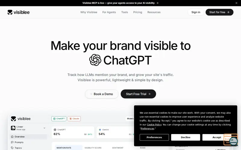 Screenshot of Visiblee | AI Visibility Tracking