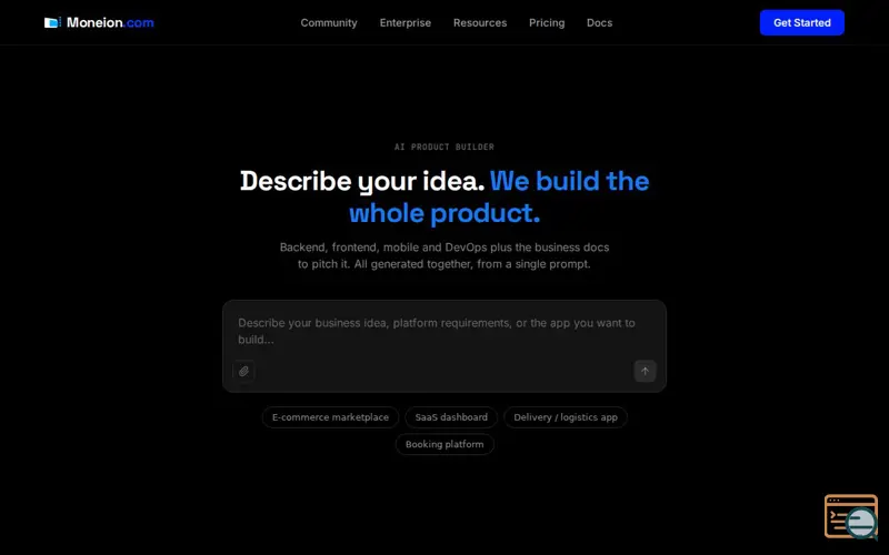 Screenshot of Moneion.com, a launch using PrivateEmail