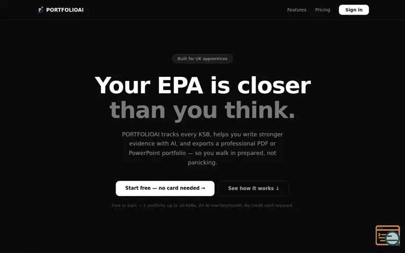 Screenshot of PORTFOLIOAI