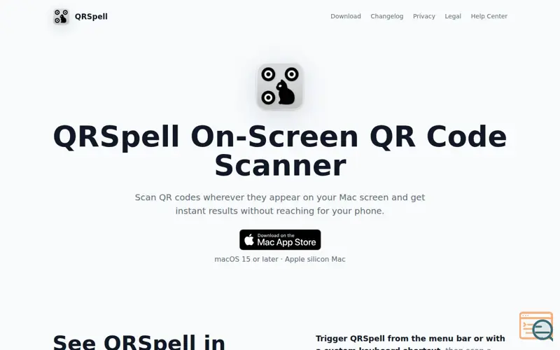 Screenshot of QRSpell: On-Screen QR Scanner