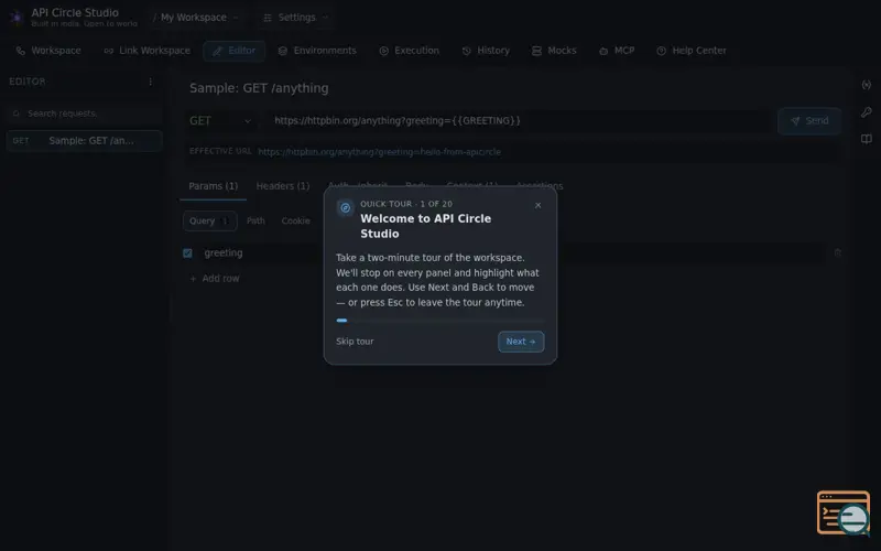 Screenshot of API Circle Studio