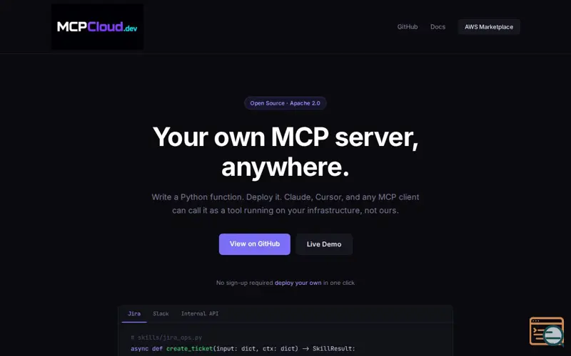 Screenshot of MCPCloud