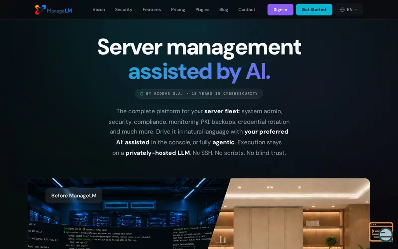 Screenshot of ManageLM, a launch using T-Net.fr