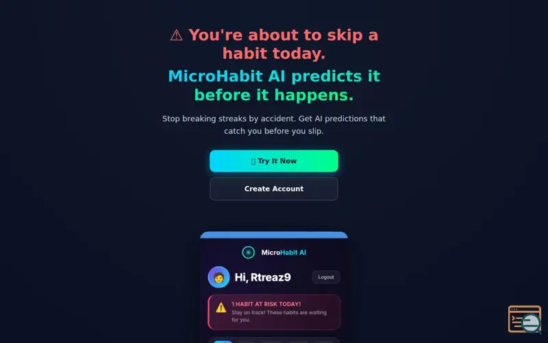 Screenshot of MicroHabit AI , a launch using Whogohost DNS